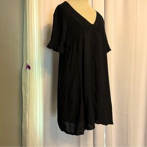 Francesca's Blue rain women's dress black short sleeve V-neck size medium